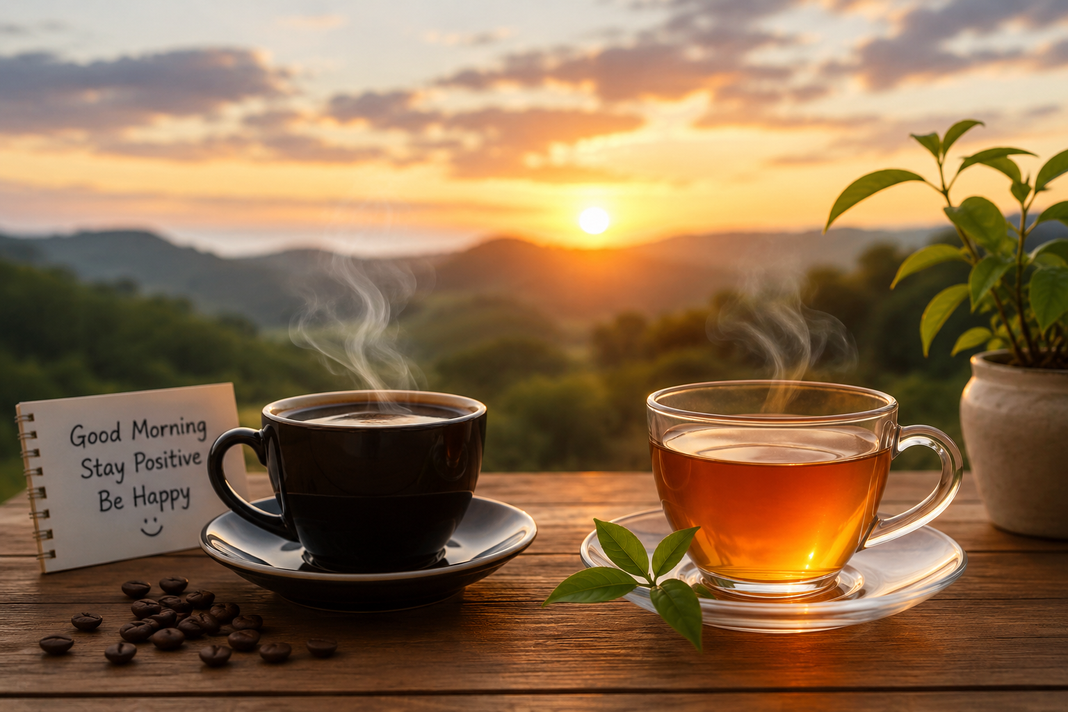 The Energy Boost Every Morning: Coffee or Tea? to start the day.